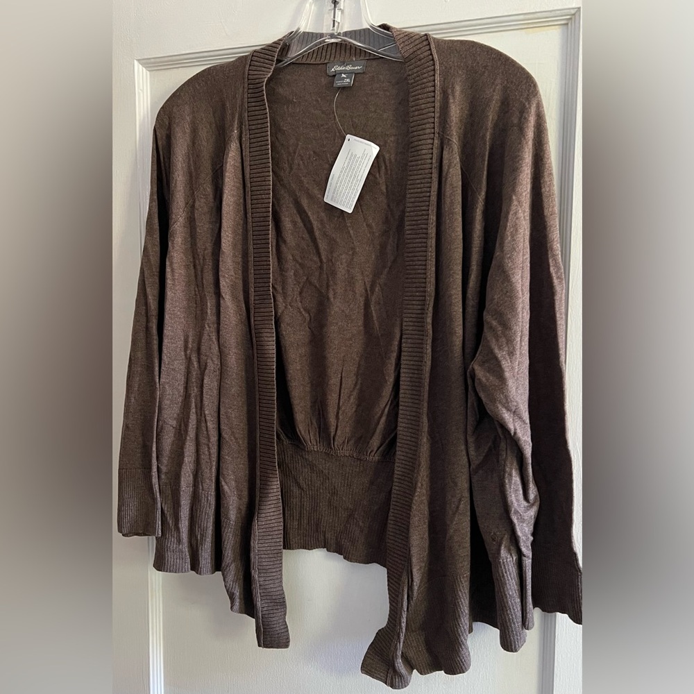 NWT Eddie Bauer Brown Cardigan Sweater
